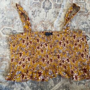 American Eagle Outfitters yellow floral smocked crop camisole